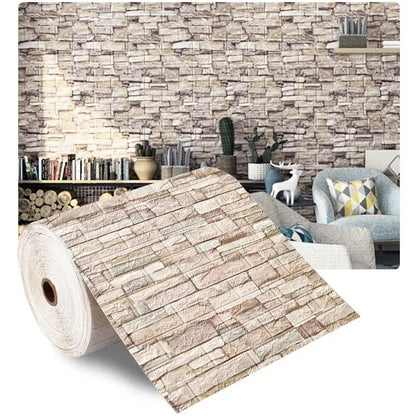 70cm*1m 3D Self-Adhesive Wallpaper Continuous Waterproof Brick Wall Stickers Living Room Bedroom Wall Stickers Home Decoratio