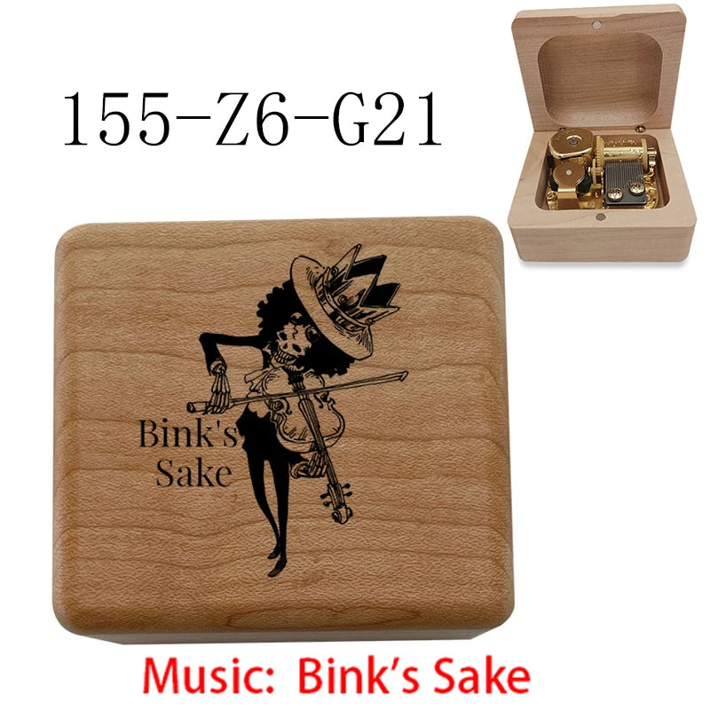Bink's Wooden Painted Music Box Anime Carved Musical Box Desktop Decoration Sake Melody Christmas Birthday Gift