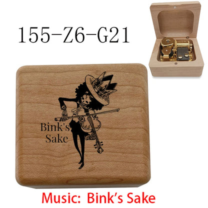 Bink's Wooden Painted Music Box Anime Carved Musical Box Desktop Decoration Sake Melody Christmas Birthday Gift