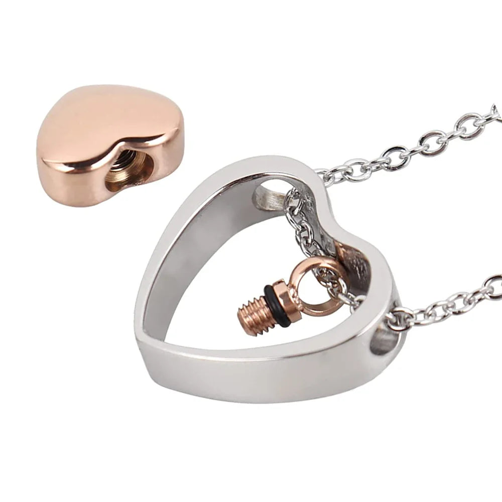 Cremation jewelry double heart ashes necklace 4 colors ashes pendant keepsake waterproof ashes holder jewelry-custom engravin
