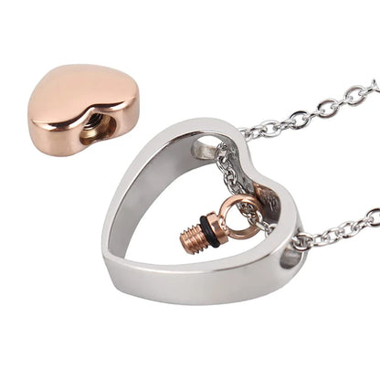 Cremation jewelry double heart ashes necklace 4 colors ashes pendant keepsake waterproof ashes holder jewelry-custom engravin