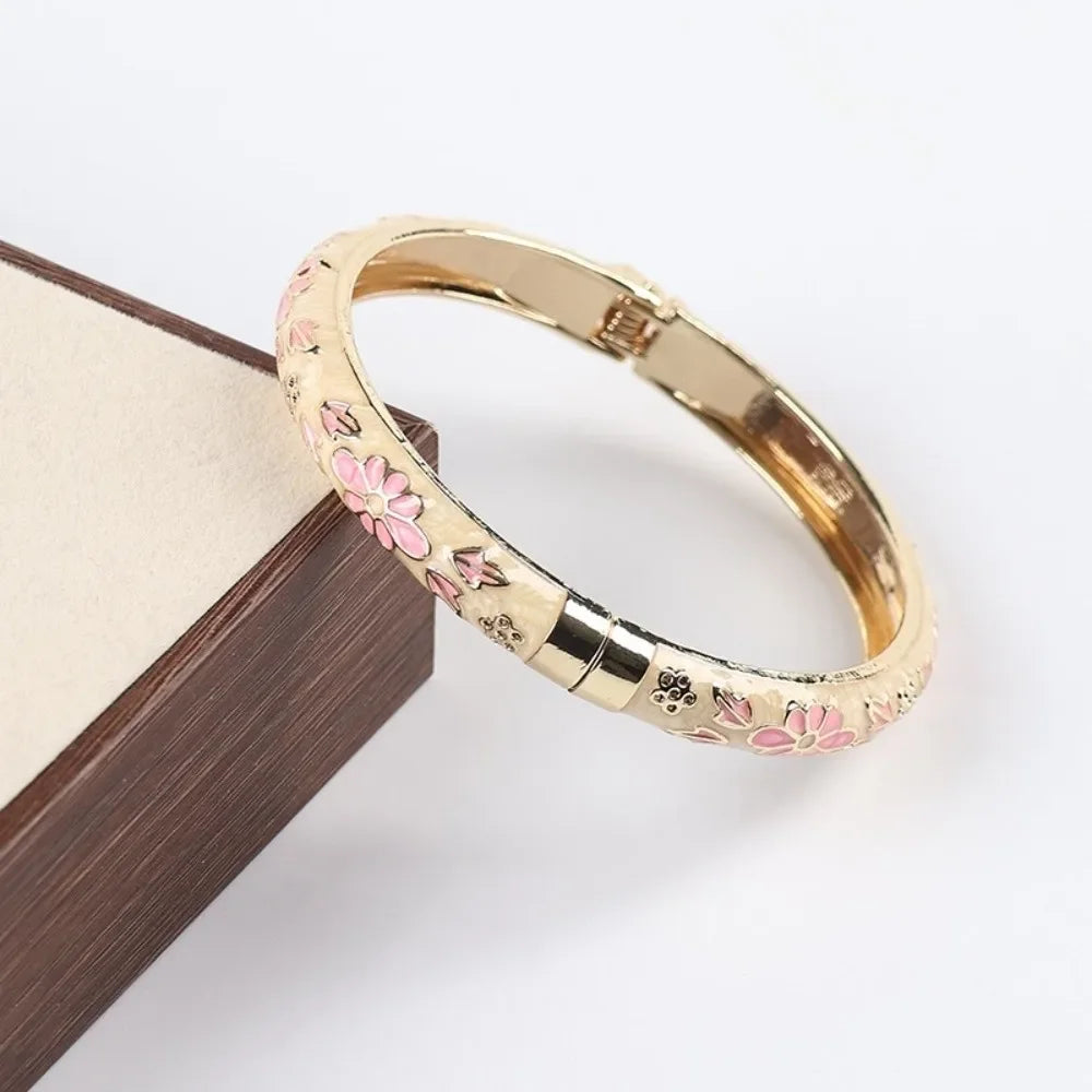 Traditional Vintage Cloisonne Bangle Chinese Classic Hollow Out Flower Bangle Vintage Ethnic Women's Hand Bracelet Jewelry Gi