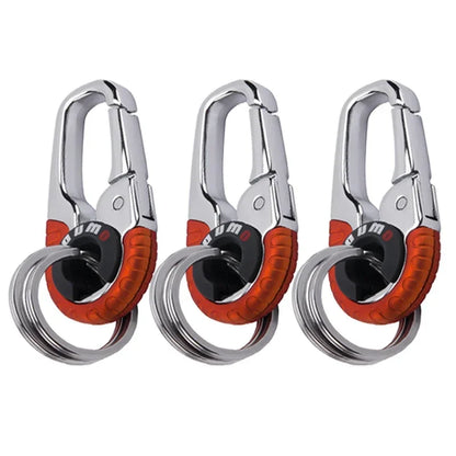 Keychain Buckle for Men Stainless Steel Key Ring Key Chain Hook Outdoor Carabiner Climbing Keyfob Accessories - 3pcs orange