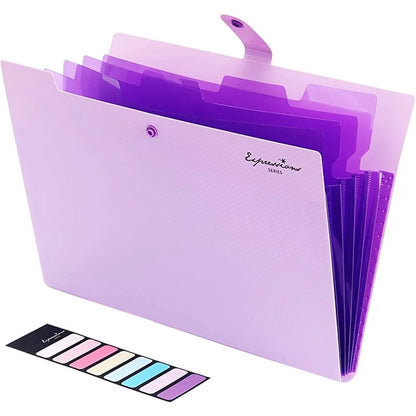Expanding File Folder,5 Pocket Folders for Documents,Portable Paper Organizer for School Office Supplies,A4 Size - Purple