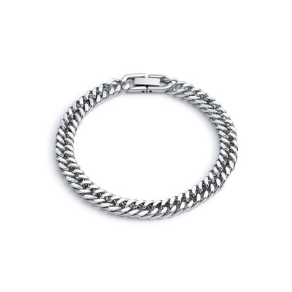 Stainless Steel Braided Double Row Front and Rear Fish Scale Alloy Magnetic Buckle Bracelet with Keel Jewelry New Model - Dou