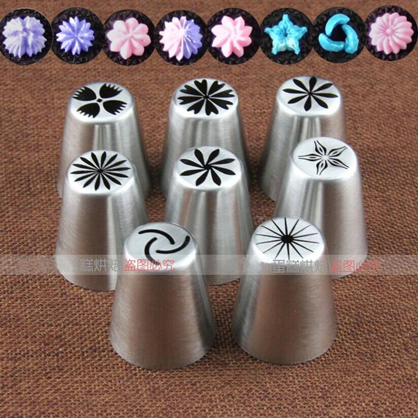 2/3/5/7/12 Pcs/Set Icing Piping Nozzles Set Russian Round Tips Fondant Cake Cream Decorating Pastry Tools - Light Yellow