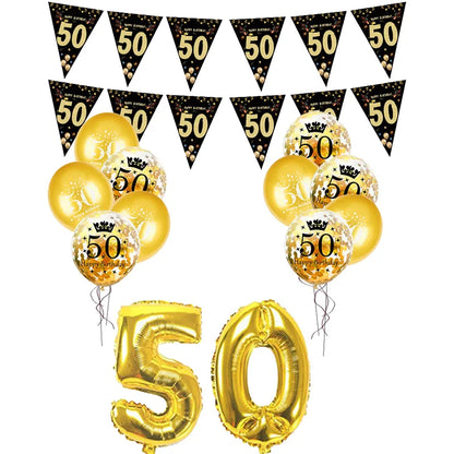 30th 40th 50th 60th birthday decorations Number Balloons Birthday Hanging Banner Flags for Adult 30th Anniversary Supplies - 