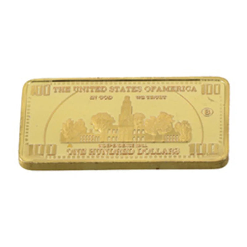 1pcs USA 100 Dollar Bullion 24k Gold Bar American Metal Coin Golden Bars USD With Gif
