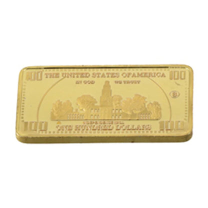 1pcs USA 100 Dollar Bullion 24k Gold Bar American Metal Coin Golden Bars USD With Gif