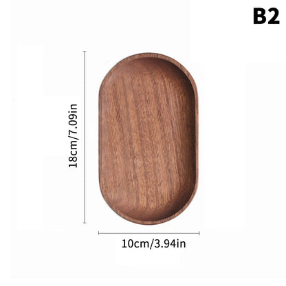 1PC Wooden Serving Trays Oval Wood Tray Platters for Serving Food Dishes Dinner Plates Solid Wood Round Dessert Plate - F2