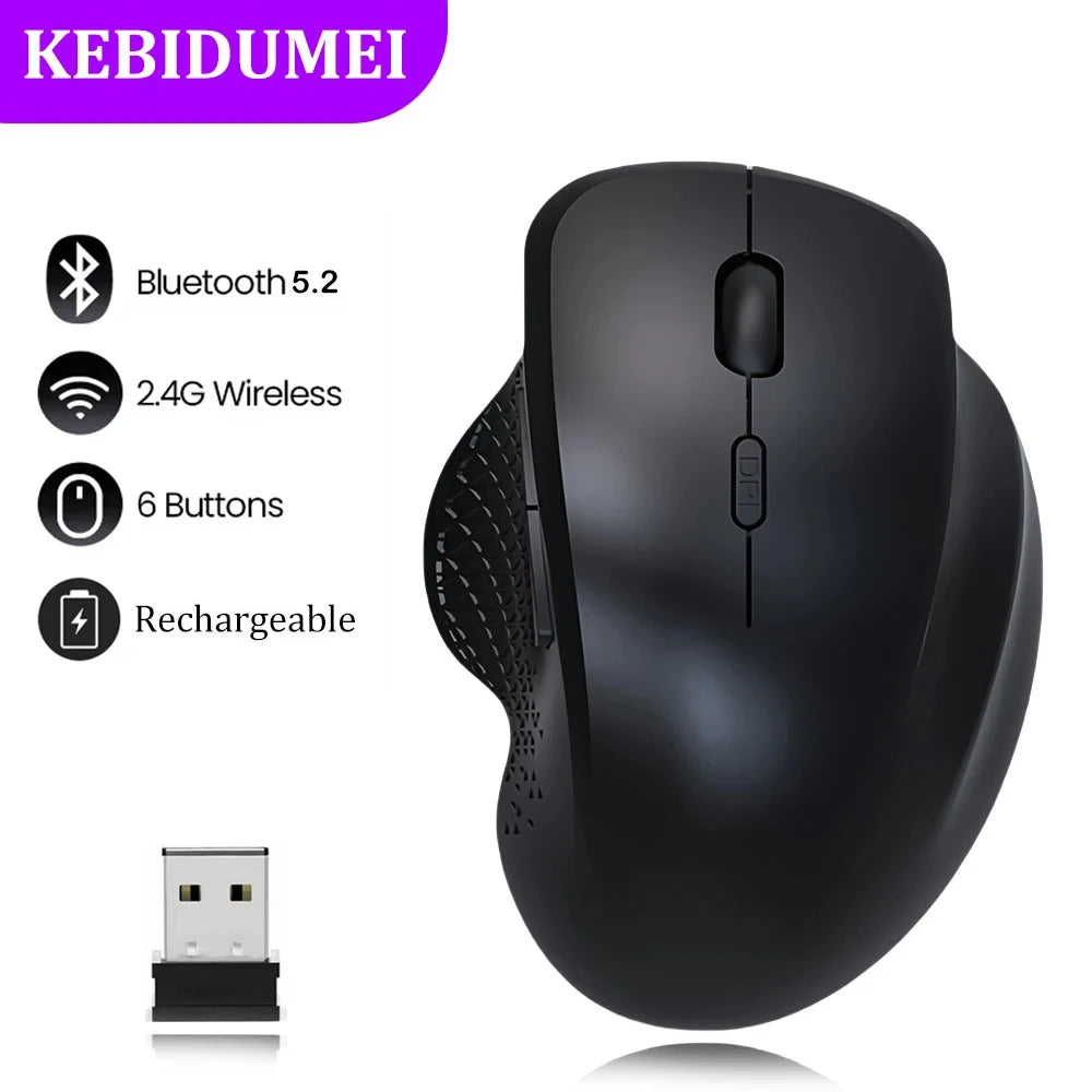 6 Button Ergonomic Mouse 2.4G Wireless Mouse Bluetooth Mouse 400mAh Rechargeable Gaming Mice 1600DPI Optical Mouse For PC Lap