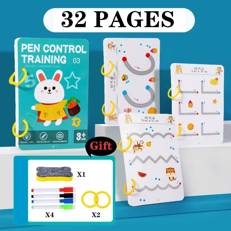 Magical Tracing Workbook Control Training Book Reusable Magic Practice Copybook Children Montessori Drawing Education Station