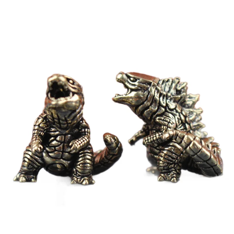 Vintage Brass Monster Figurine Creative Mythical Desktop Decor Mini Metal Ornament Abstract Art Sculpture Gift