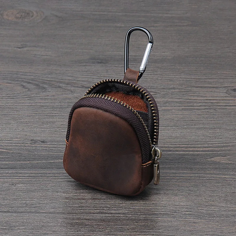 WERLLANDS PU Leather Carabiner Multi-Color Retro Mini Coin Purse Keychain Wallet