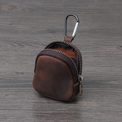 WERLLANDS PU Leather Carabiner Multi-Color Retro Mini Coin Purse Keychain Wallet