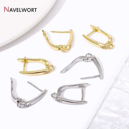 18K Gold Plated Brass Metal Earwires Basic Fasteners,Earring Fixtures,Inlaid Zircon Earring Hooks,Earring Making Supplies