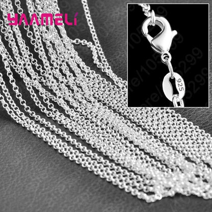 10PCS Pure 925 Sterling Silver Charm Link Chain Necklace Jewelry with Strong Smooth Lobster Clasps 16-30 Inches