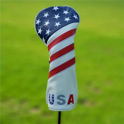 Patriotic Golf Club Head Cover Set - Protect Your Clubs With Durable PU Leather And Vibrant American Flag Design - Woord