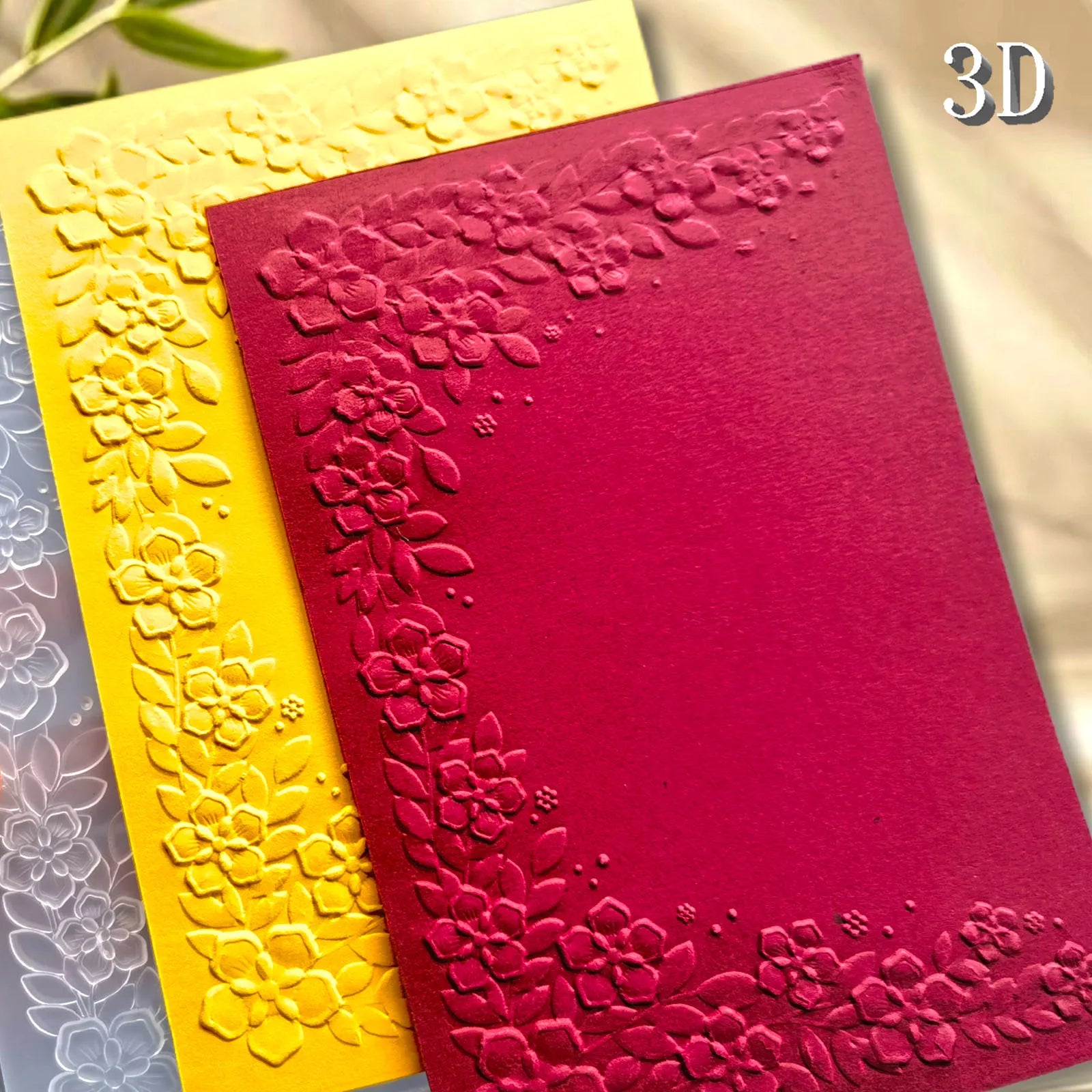 Elegant Symmetrical Floral 3D Embossing Folder - Wedding Invitation Border Pattern Design, Easy to Print - Perfect for DIY Cr