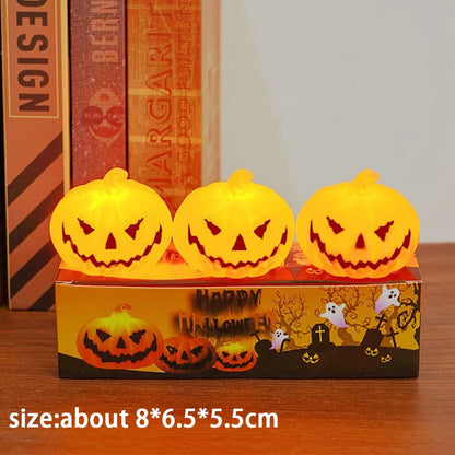 Pumpkin Lantern Candle Light Halloween Skull Ghost Face Lamp Kids Gift For Bedroom Garden Party Decoration Atmosphere Light -