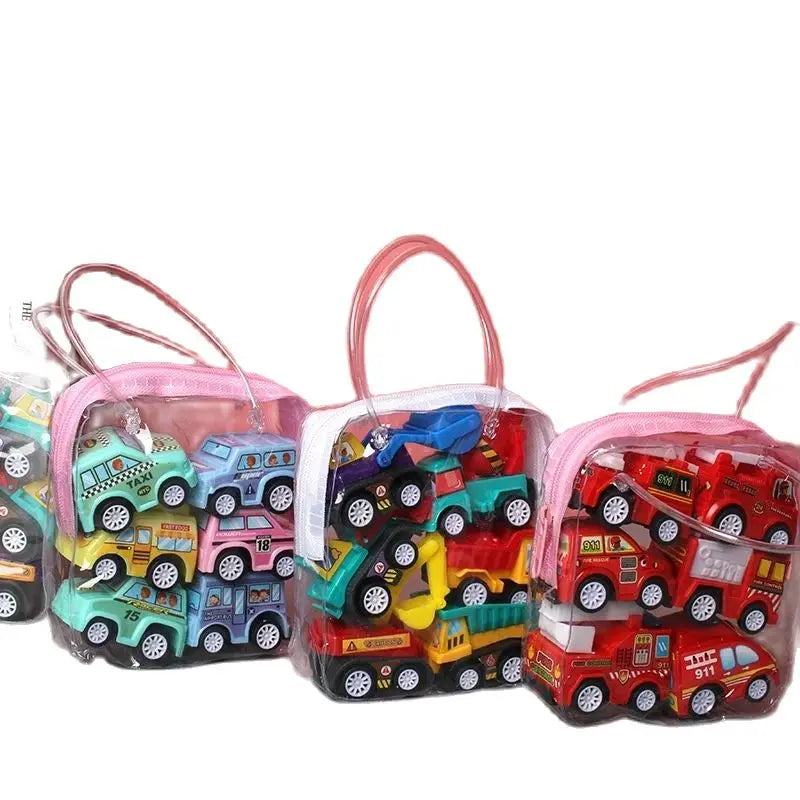 6pcs Car Model Toy Pull Back Car Toys Mobile Vehicle Fire Truck Taxi Model Kid Mini Cars Boy Toys Gift Diecasts Toy for Child