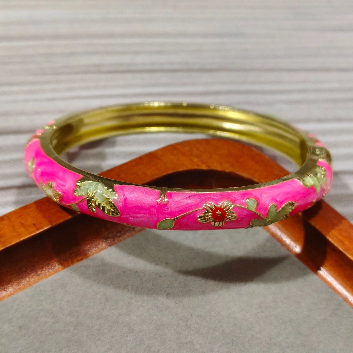 Enamel Chinese Cloisonne Bracelet Double Bangle Traditional Peony Filigree Flower Bangle Ethnic Vintage Women's Hand Bracelet