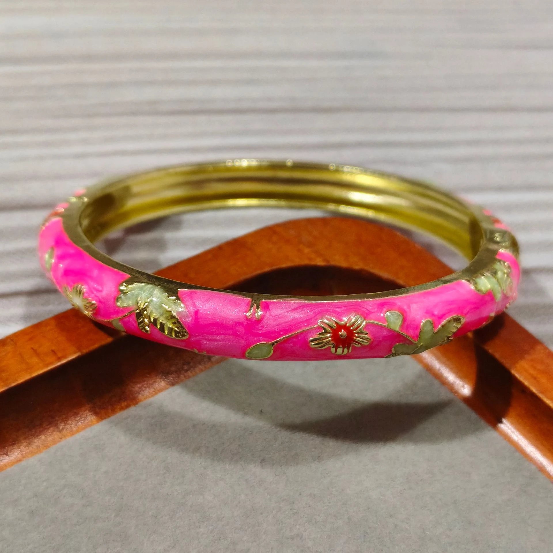 Enamel Chinese Cloisonne Bracelet Double Bangle Traditional Peony Filigree Flower Bangle Ethnic Vintage Women's Hand Bracelet