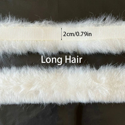 1m Faux Rabbit Fur Ribbon Trimming Fabric Soft Fluffy Plush Hair Tapes Stripe Fabric For DIY Garment Crafts Sewing Accessorie