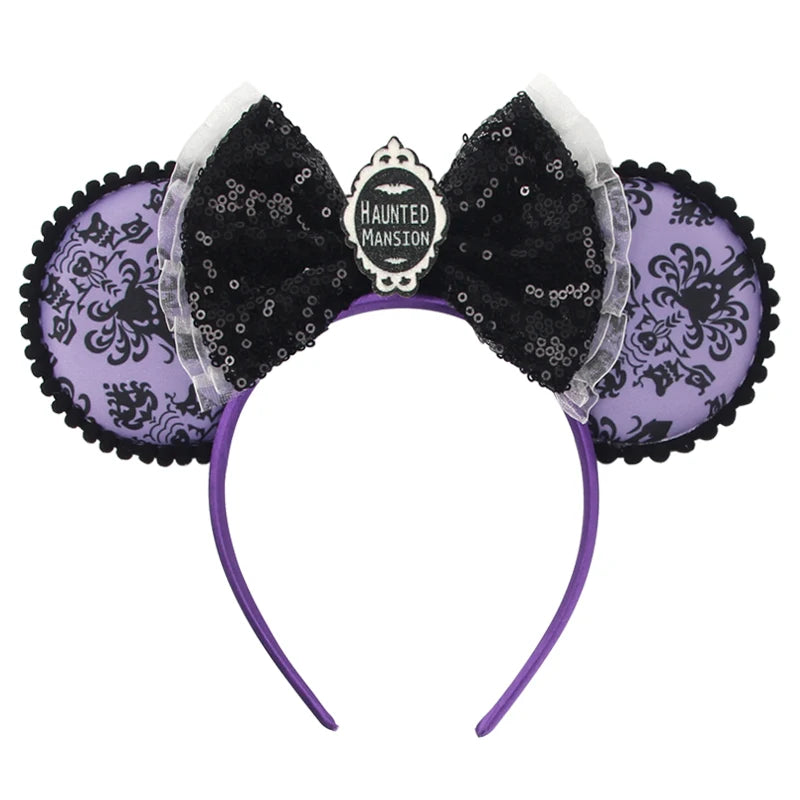 New Christmas Halloween Mouse Ears Headband Cartoon Sequin Bows Headband Birthday Party Princess Cosplay Costume For Women Ad