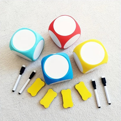 Erasable and Reusable EVA Whiteboard Dice Set with Eraser and Pen,Suitable for Math,English Skill Development Fun Classroom P