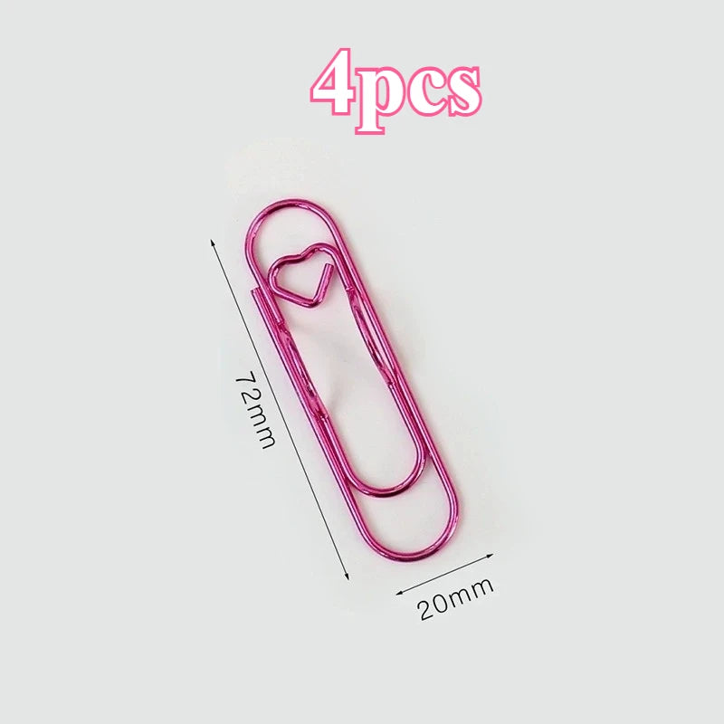 4Pcs Multifunctional Love Pen Clip, Portable Hanging Pen Button Fixed Seat Paper Clip for Notebook Stationery Accessories