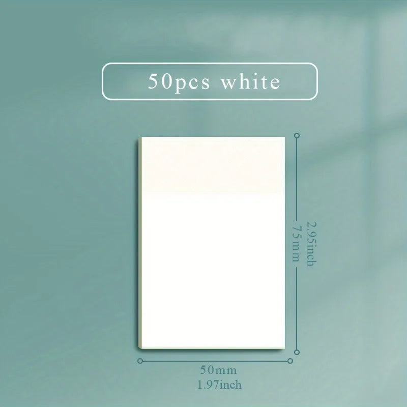50 Sheets Transparent Sticky Note Pads Waterproof Self-Adhesive Memo Notepad School Office Supplies Stationery - 50x75mm