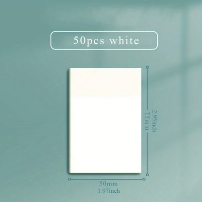 50 Sheets Transparent Sticky Note Pads Waterproof Self-Adhesive Memo Notepad School Office Supplies Stationery - 50x75mm