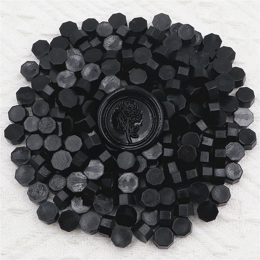 100pcs/bag Octagon Sealing Wax Beads For Seal Stamp, Handmake Embellishment Of Card Envelope, Fire Lacquer Sealing Wax - blac
