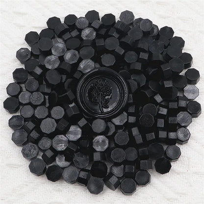 100pcs/bag Octagon Sealing Wax Beads For Seal Stamp, Handmake Embellishment Of Card Envelope, Fire Lacquer Sealing Wax - blac