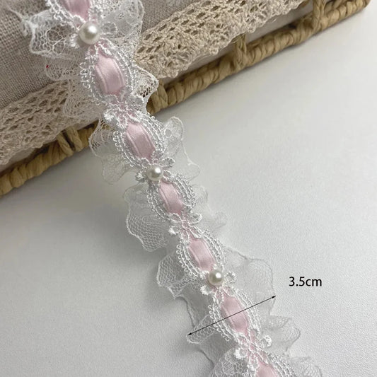 3 Meters Pretty Bow White Black Water Soluble Lace Trim Lace 3.5CM Wdith Fabric