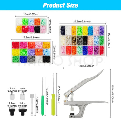 Plastic Snaps Fastener Pliers Kit T5 Resin Button Press Buckle with Setting Machine for DIY Sewing Project Clothing Handbags
