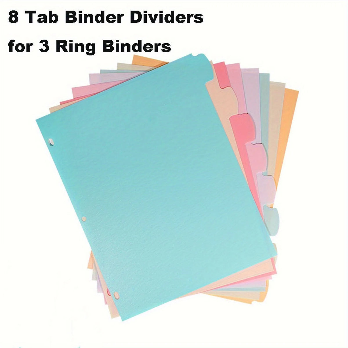 8 Tab Binder Dividers for 3 Ring Binders Paper Multicolor Dividers 3 Hole Punched Page Dividers Sturdy Binder Index Dividers