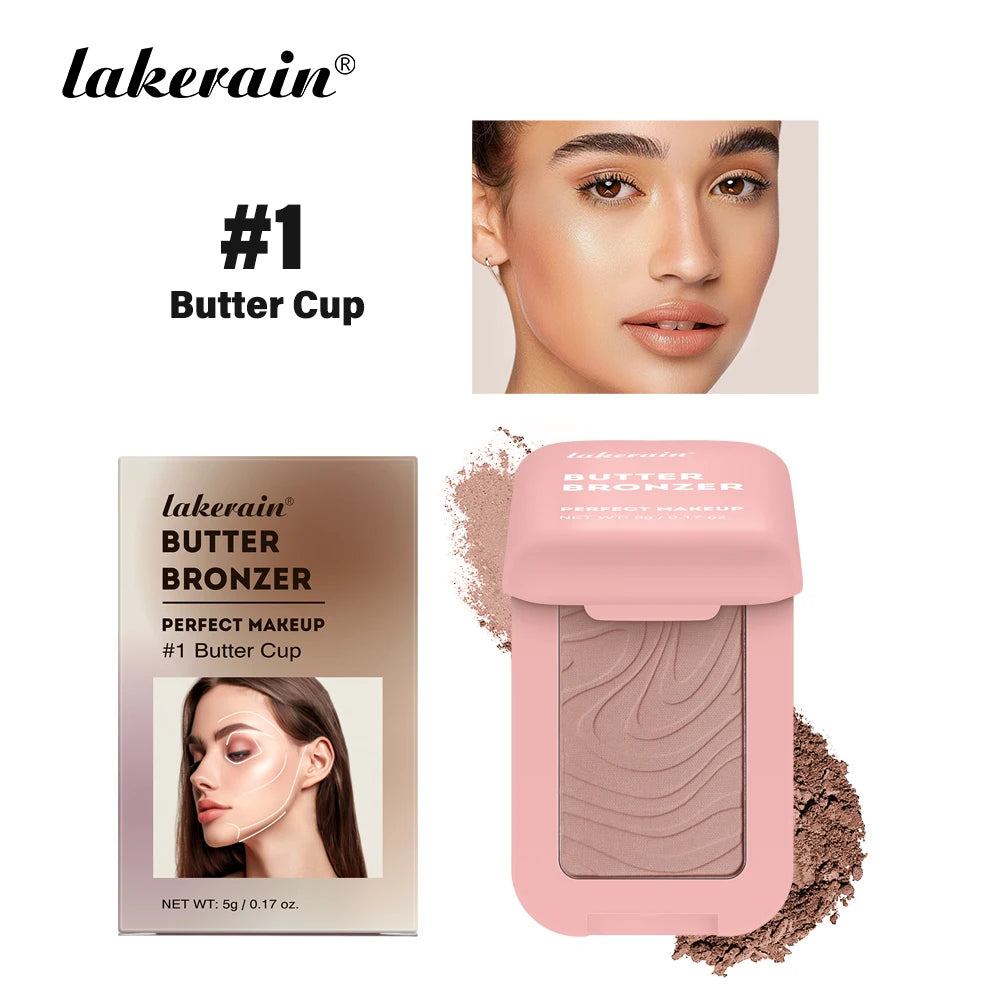 Lakerain Butter Bronzer Cream Women Waterproof Genteel Girl Nude Makeup Silky Shimmer Monochrome Blush Korean Face Cosmetics 