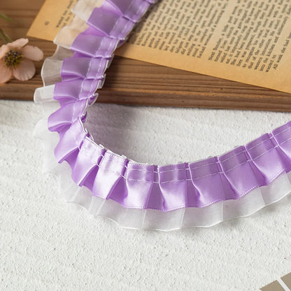 2meters High Quality 2024 Pleated Lace Ribbon Trimming For Party Dress Decorative Clothing Diy Crafts Supplies Needlework Fab