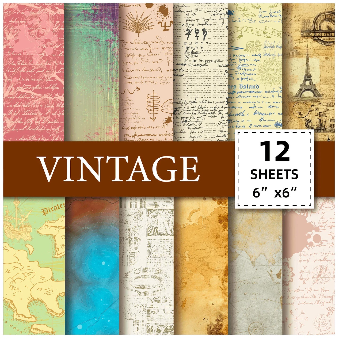 12 Sheet Scrapbooking Paper 15x15cm, Christmas Journal Planner Paper Pad Cardstock Backgrounds Card for DIY Art Craft Decorat