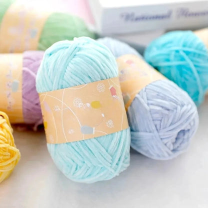 Pear Lustre Chenille Yarn 148Meters/Skein 2mm Thin Pleuche Wool Rope for Hand Crochet Dolls Shoes Materials