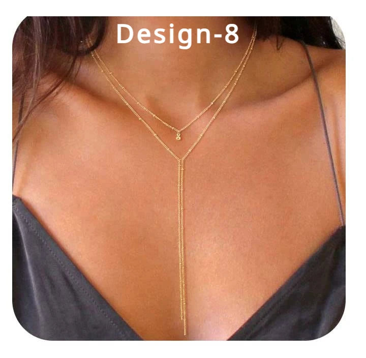 Lariat Gold Necklace for Women Teen Girls Mom, Dainty Long Necklace 14k Gold Plated STAINLESS STEEL Y-Shaped Pendant Necklace