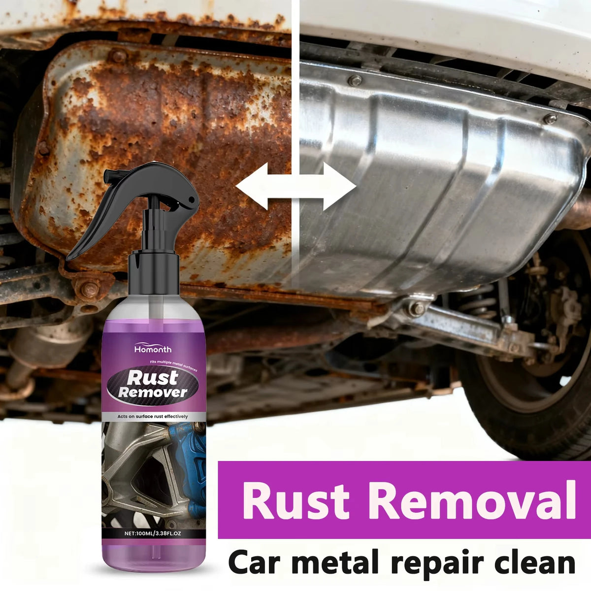 Car Rust Remover Spray Safe for Auto Paint Metal Surface Treatment for Chassis, Wheels, Tools Prevents Corrosion Degreaser 10