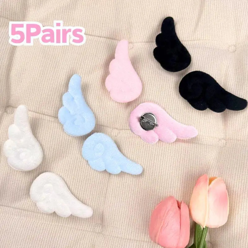 5/1Pairs Small Angel Wings Brooch Japanese Plush Angel Wings Brooch Badge Sweet Pin Doll Cosplay Y2K Fluffy Angel Wing Bag De