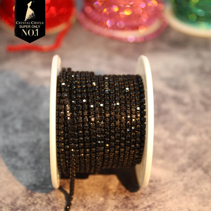 Rhinestones Chain Roll Tassel 1/10Yard Crystal Ribbon Strass Banding Sew On Gold Rhinestone Trim Strip Cup Chains For Needlew