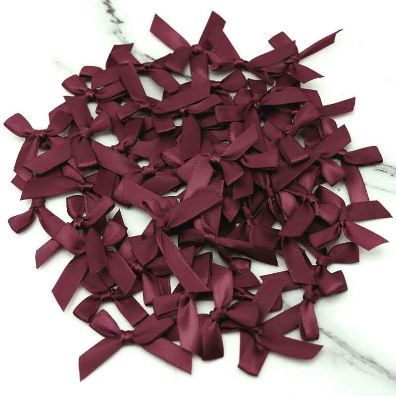 4x4cm Colourful Bows Small Size Polyester Satin Ribbon Bow Flower DIY Craft Decoration