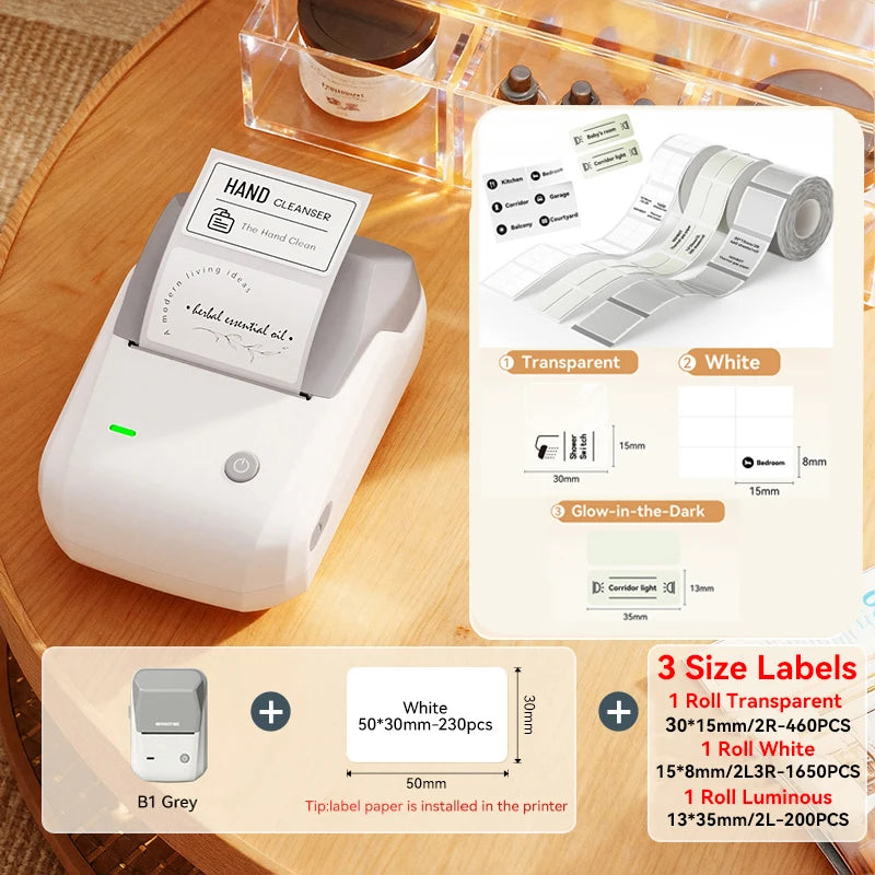 NIIMBOT B1 Portable Thermal Printer With Tapes 2 Inch Adhesive Label Printer Mini Bluetooth Sticker Maker Support Smartphones