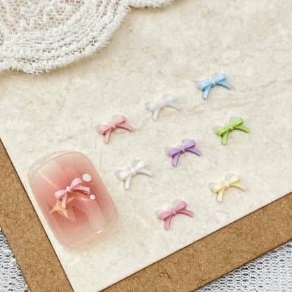100-Piece 3D Bow Nail Art Decor – Macaron Colors Assorted Sizes S/M/L, Random Mix of 7 Pastel Shades, Cute DIY Manicure for S