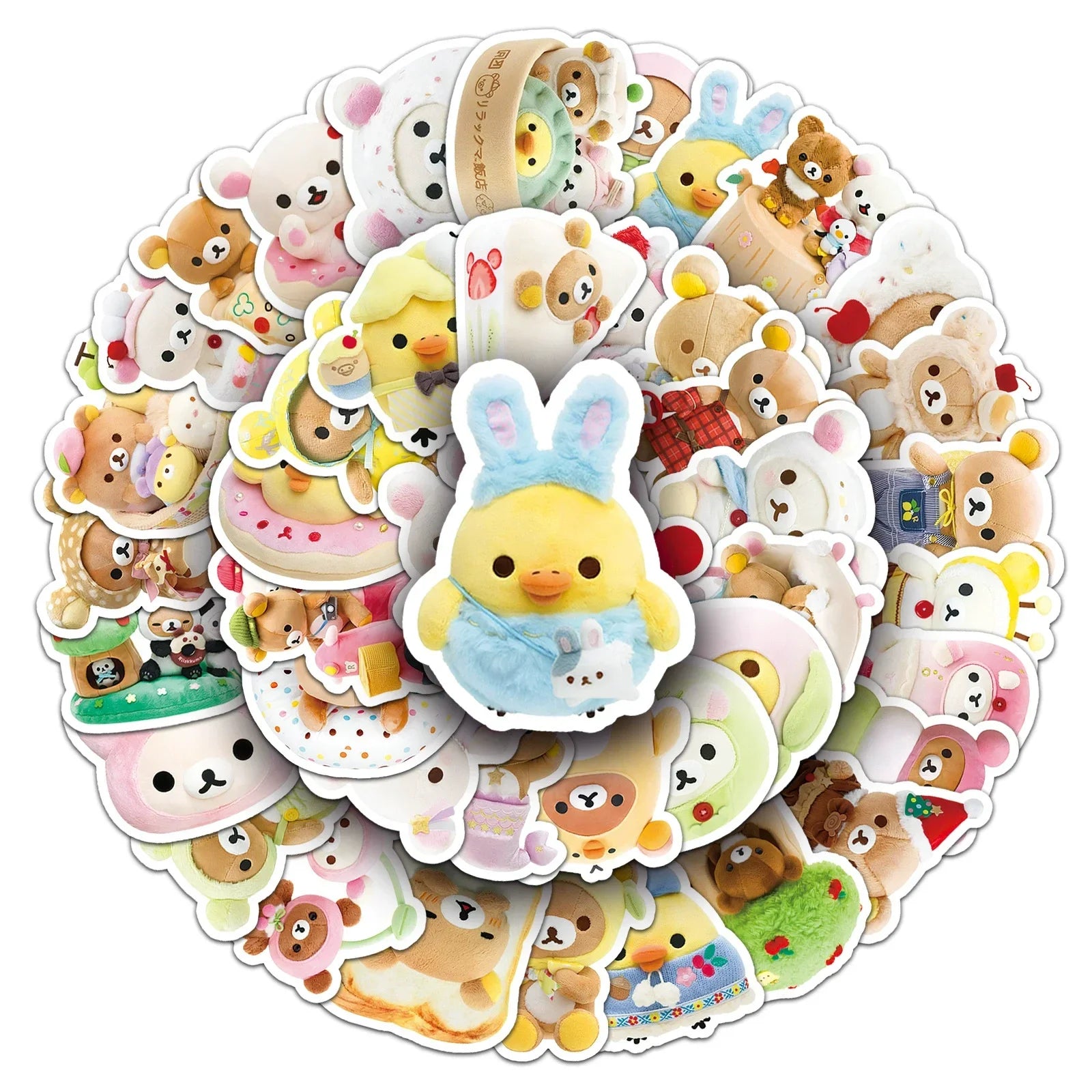 54pcs Rilakkuma Kawaii Stickers Anime Relaxed Bear DIY Art Supplies Notebook Stationery Paster Water Cup Decor Classic Toys G
